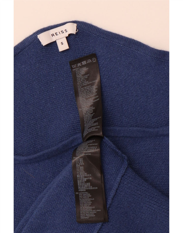 REISS Womens Oversized Boat Neck Jumper Sweater UK 10 Small Blue
