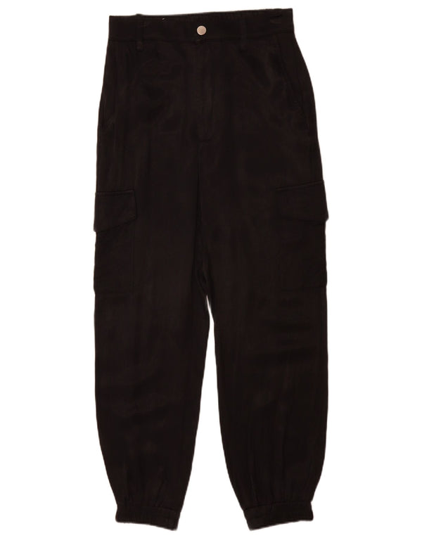 Zara Womens Joggers Cargo Trousers Small W26 L28 Black