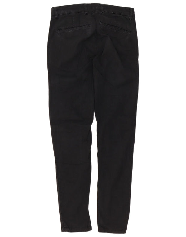 Zara Mens Slim Chino Trousers EU 38 Small W30 L30 Black Cotton