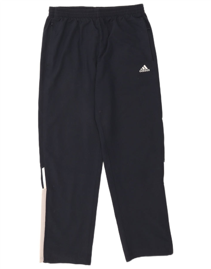 Adidas Mens Tracksuit Trousers Large Navy Blue Colourblock Polyester