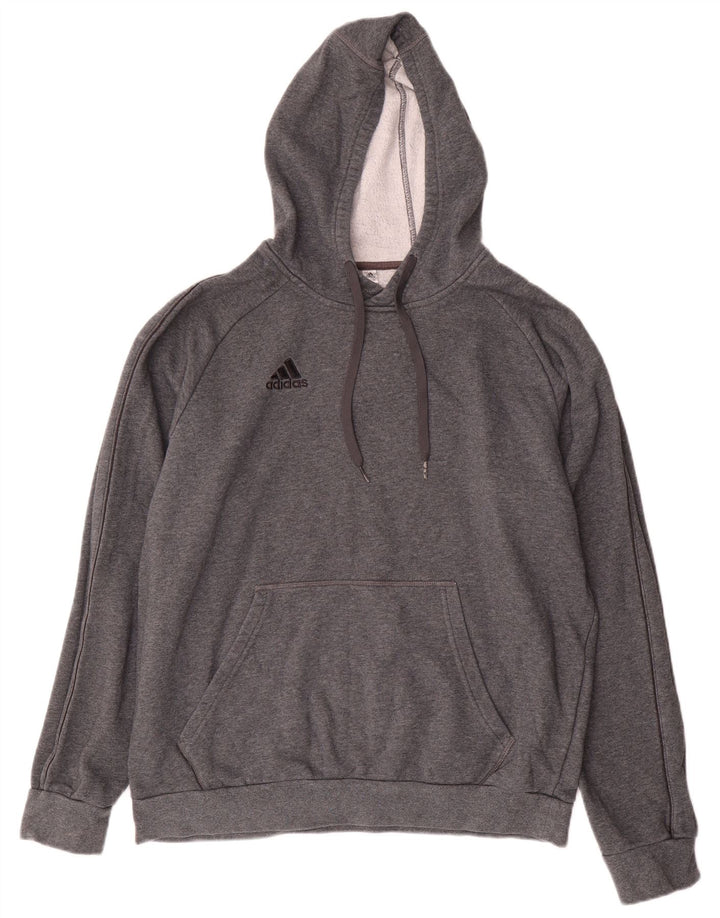 Adidas Mens Hoodie Jumper Large Grey Cotton