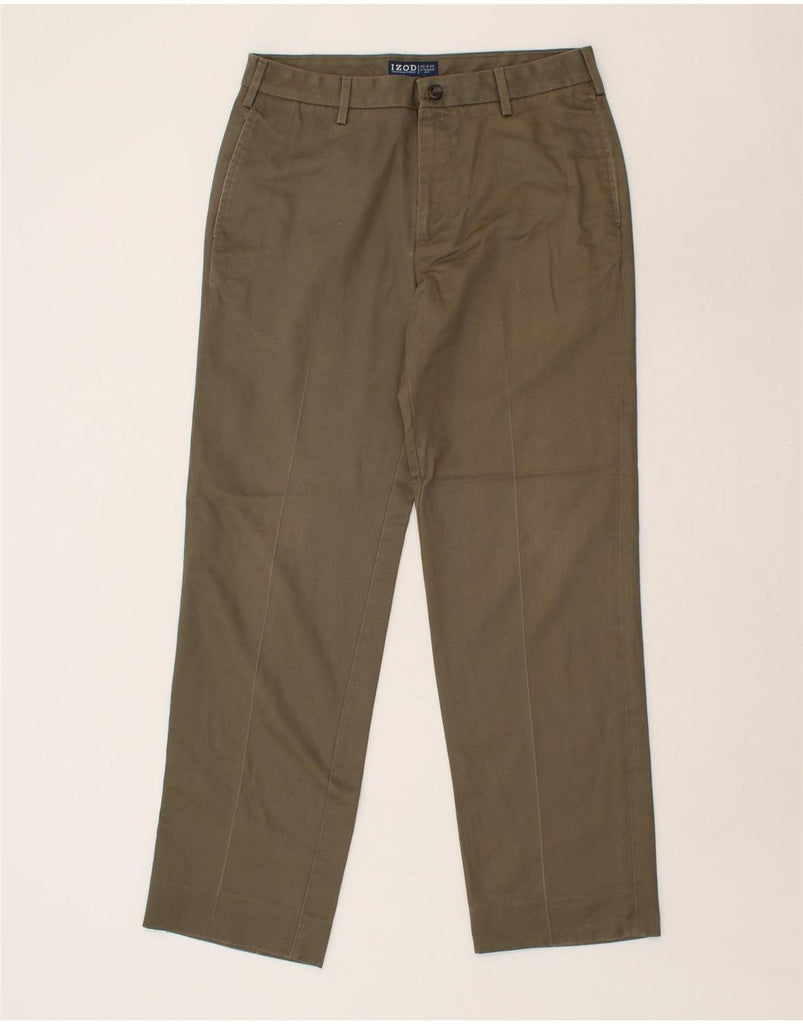 IZOD Mens Madison Straight Chino Trousers W32 L32  Khaki Cotton | Vintage Izod | Thrift | Second-Hand Izod | Used Clothing | Messina Hembry 