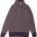 JOULES Womens Button Neck Sweatshirt Jumper UK 12 Medium Navy Blue Striped Vintage Joules and Second-Hand Joules from Messina Hembry 