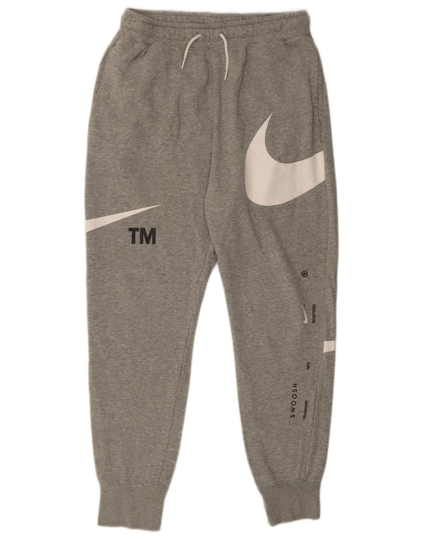 Nike Mens Swoosh Graphic Tracksuit Trousers Joggers Medium  Grey Cotton