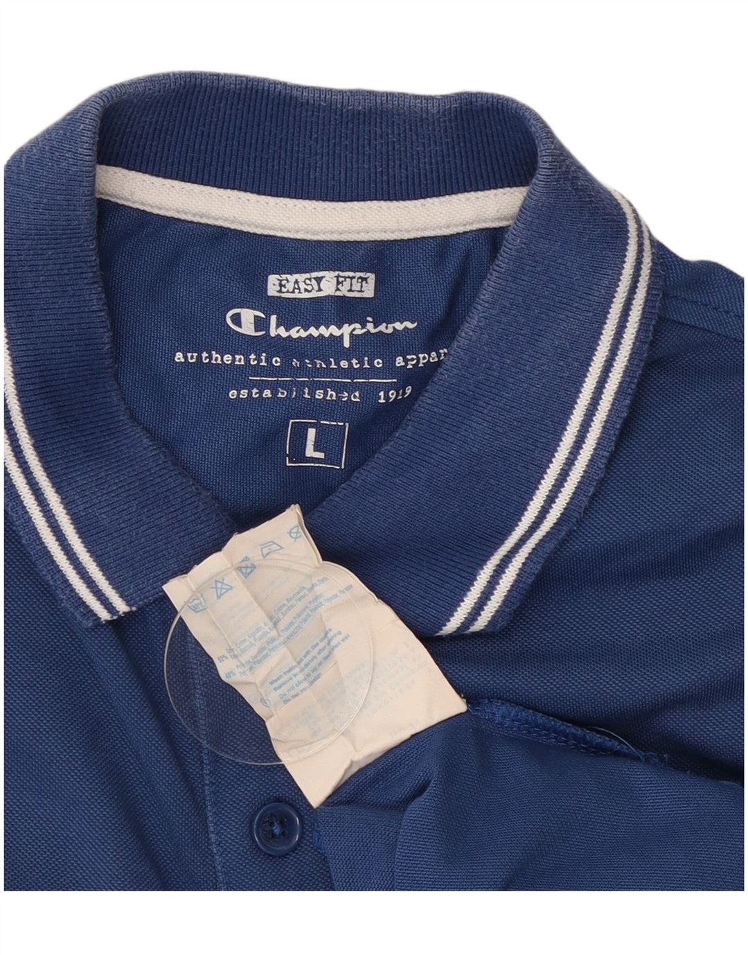 Champion Mens Easy Fit Polo Shirt Large Blue Cotton