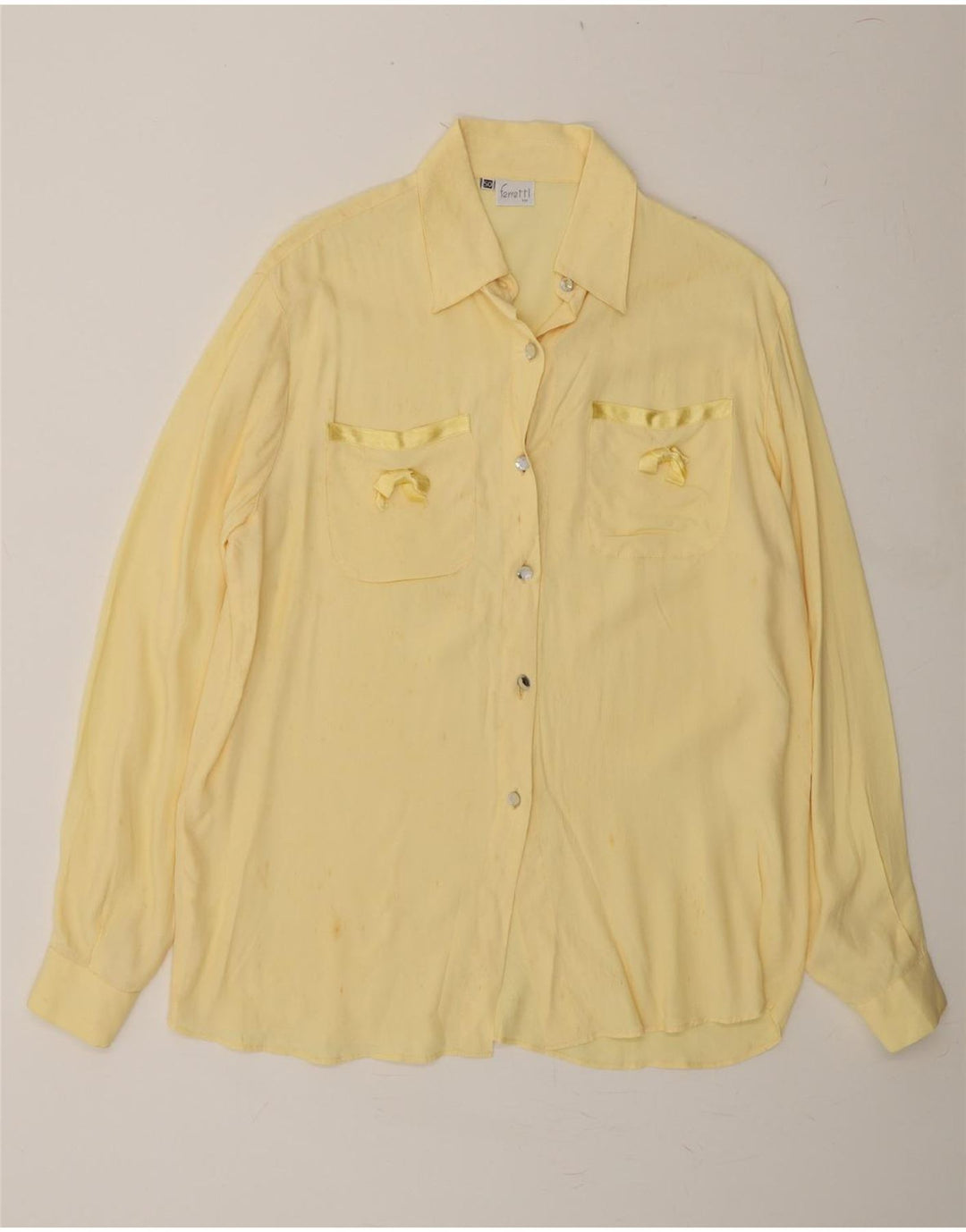 FERRETTI Womens Shirt Blouse IT 50 XL Yellow Silk Vintage Ferretti and Second-Hand Ferretti from Messina Hembry 