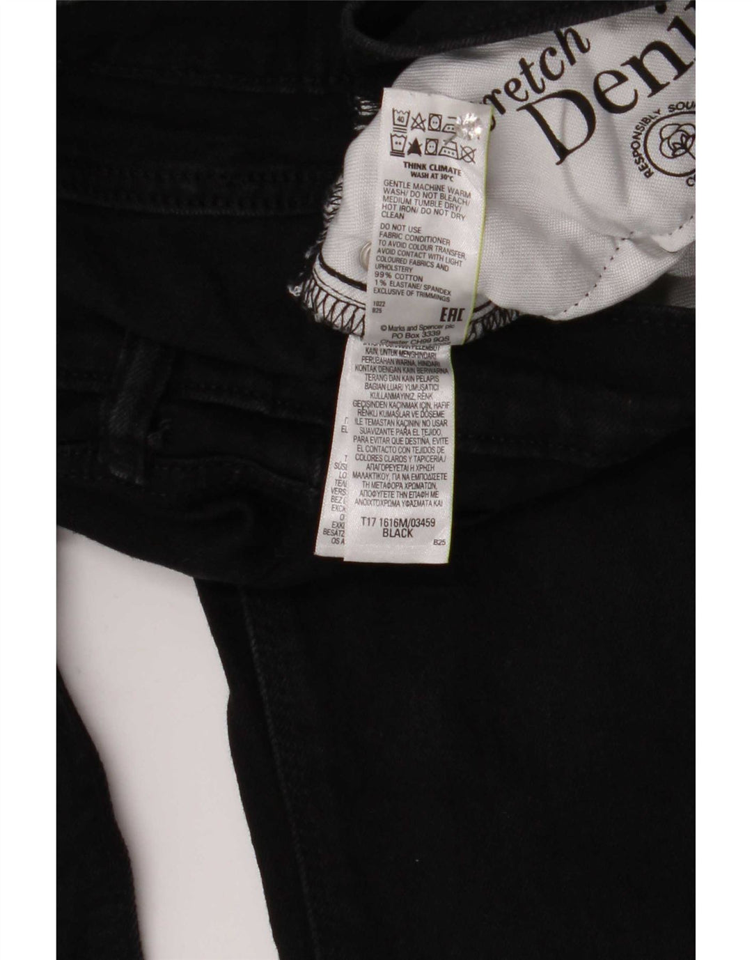 Marks & Spencer Mens Straight Jeans W32 L33 Black Cotton