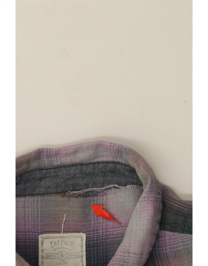 FAT FACE Womens Flannel Shirt UK 12 Medium Purple Check Cotton
