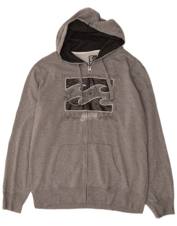 Billabong Mens Graphic Zip Hoodie Sweater XL Grey Cotton