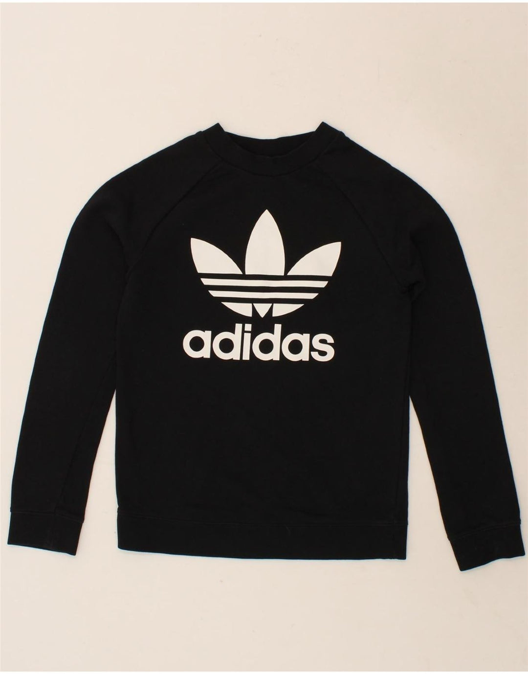 ADIDAS Womens Graphic Sweatshirt Jumper UK 8 Small Black Cotton Vintage Adidas and Second-Hand Adidas from Messina Hembry 