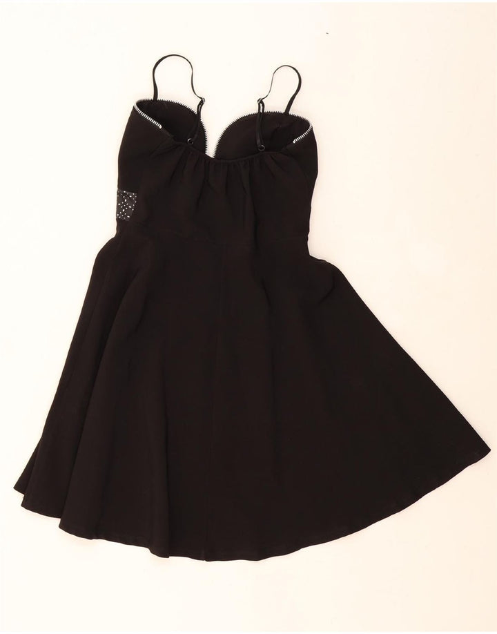 NUNA LIE Womens Slip Dress UK 12 Medium Black Polyester Vintage Nuna Lie and Second-Hand Nuna Lie from Messina Hembry 
