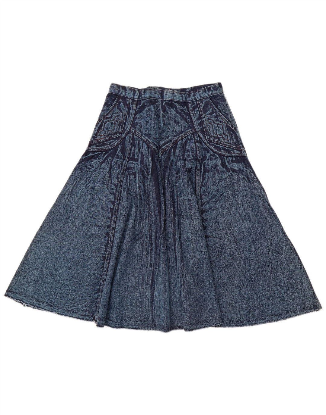 VINTAGE Womens High Waist Denim Skirt W28 Medium Blue