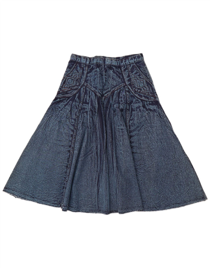 VINTAGE Womens High Waist Denim Skirt W28 Medium Blue