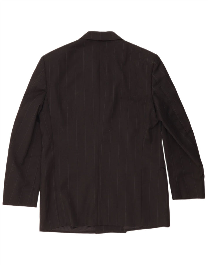 OXER Mens Double Breasted Blazer Jacket UK 38 Medium Black Pinstripe
