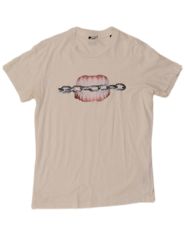 Diesel Mens Graphic T-Shirt Top Medium White Cotton