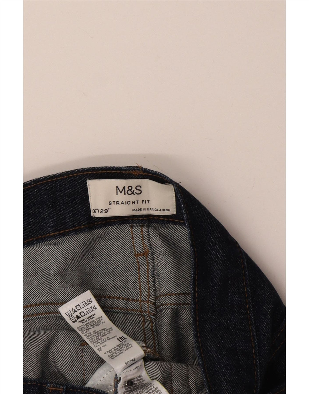 Marks & Spencer Mens Straight Jeans  W36 L29 Navy Blue Cotton