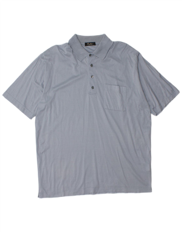 Corneliani Mens Polo Shirt XL Blue Cotton