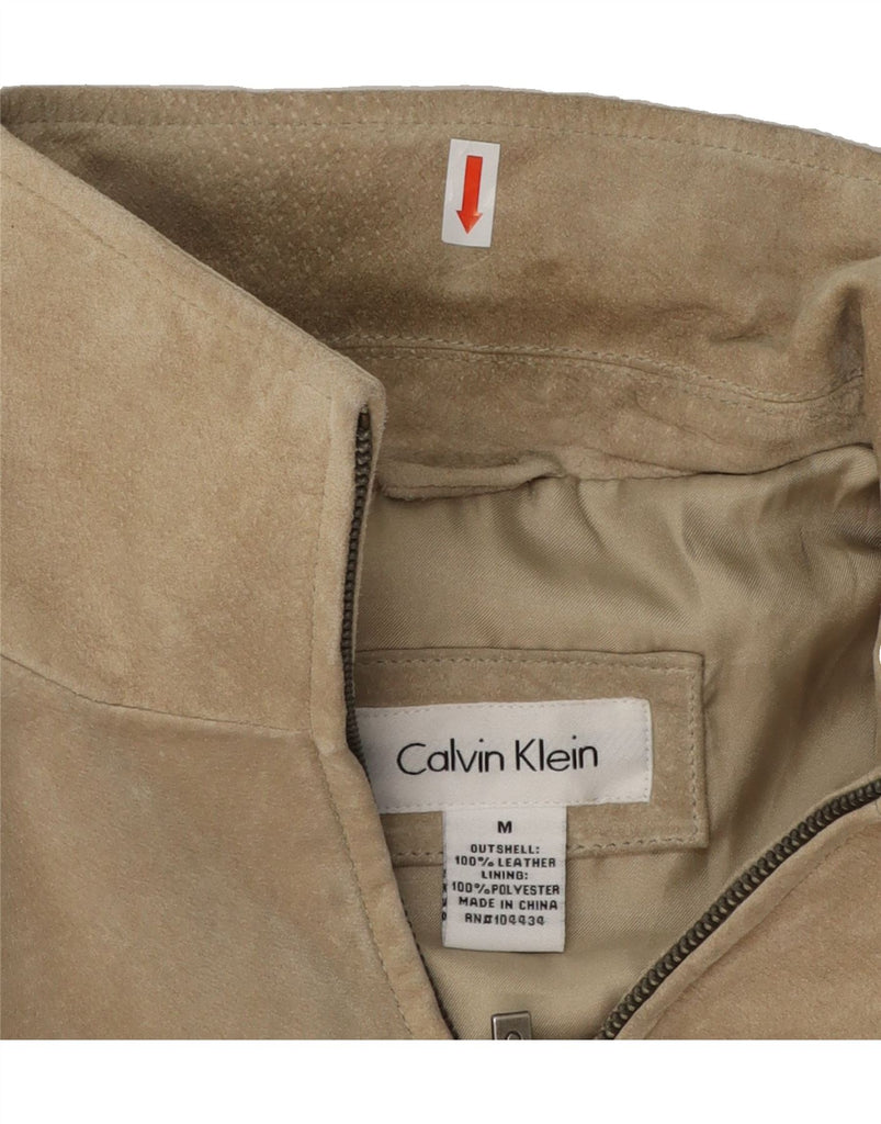 CALVIN KLEIN Mens Suede Jacket UK 38 Medium Beige Leather Vintage Calvin Klein and Second-Hand Calvin Klein from Messina Hembry 