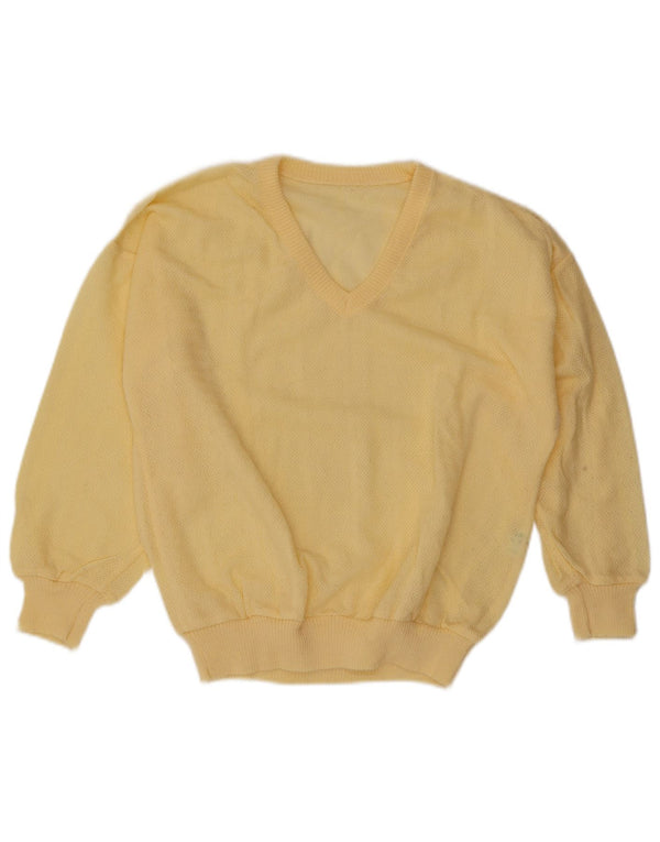 Vintage Womens V-Neck Jumper Sweater UK 16 Large Yellow