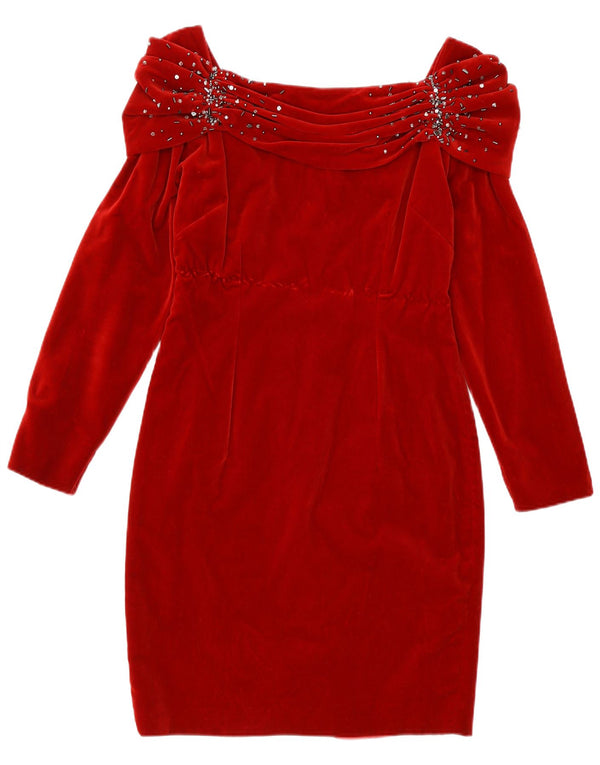 Paradise Womens Velvet Off Shoulder Sheath Dress UK 12 Medium Burgundy