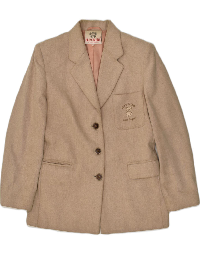 LAURA BIAGIOTTI Womens 3 Button Blazer Jacket IT 44 Medium Beige | Vintage Laura Biagiotti | Thrift | Second-Hand Laura Biagiotti | Used Clothing | Messina Hembry 