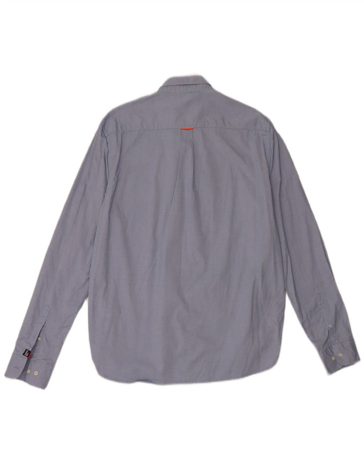 Superdry Mens Regular Fit Shirt Large Blue Pinstripe Cotton