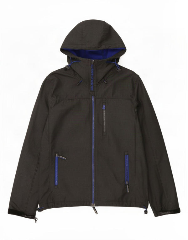 Superdry Mens Windcheater Graphic Hooded Windbreaker Jacket UK 42 XL Grey