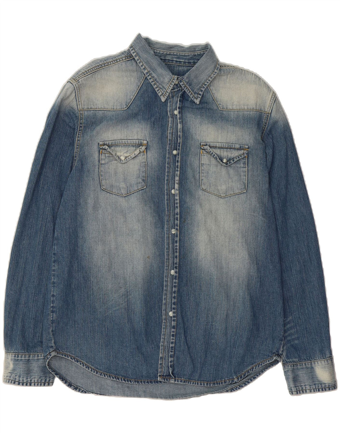 VINTAGE Mens Denim Shirt XL Blue Cotton Vintage Vintage and Second-Hand Vintage from Messina Hembry 