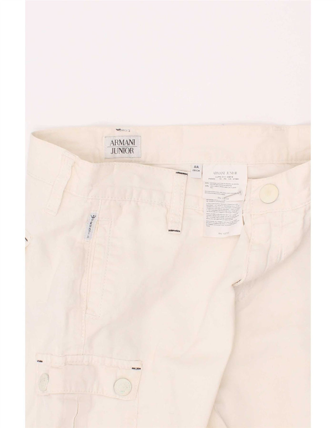 Armani Junior Boys Cargo Shorts 7-8 Years W24 White Cotton
