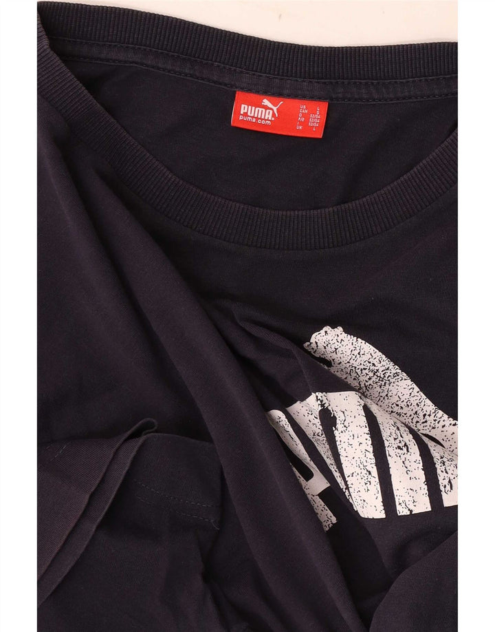 Puma Mens Graphic T-Shirt Top Large Navy Blue