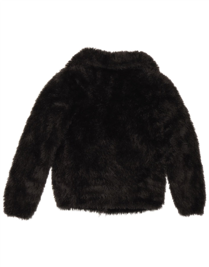 Vintage Womens Faux Fur Jacket UK 10 Small Black