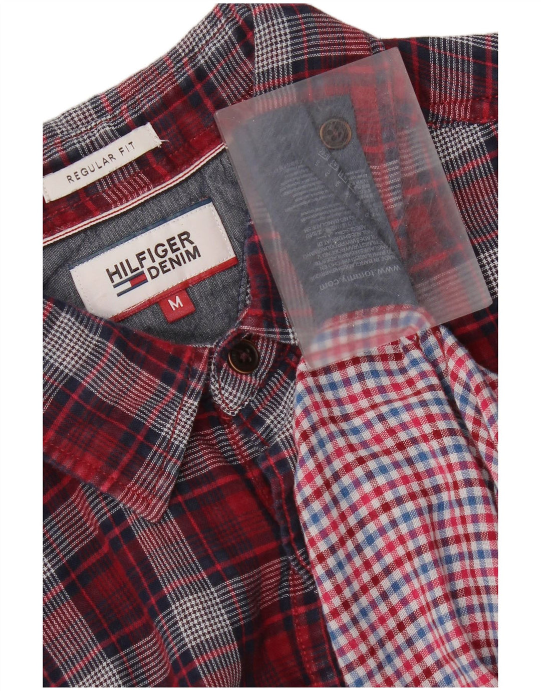 Tommy Hilfiger Mens Regular Fit Flannel Shirt Medium Red Check Cotton