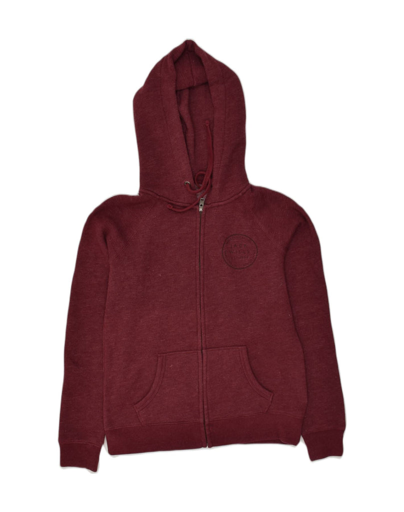 JACK WILLS Womens Zip Hoodie Sweater UK 12 Medium Burgundy Cotton | Vintage Jack Wills | Thrift | Second-Hand Jack Wills | Used Clothing | Messina Hembry 