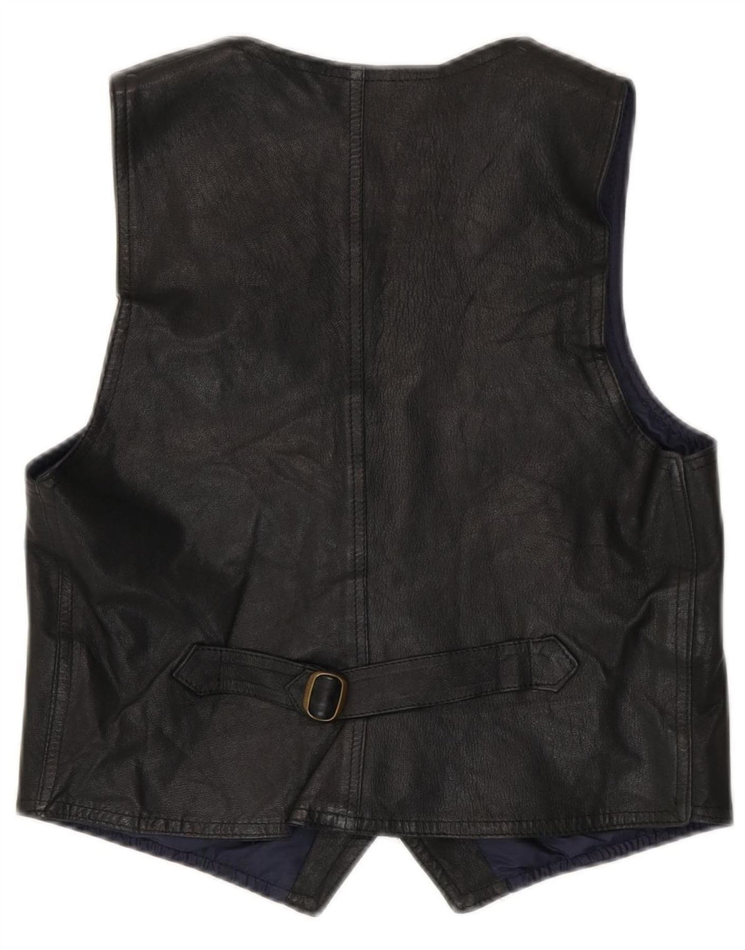 Vintage Mens Leather Waistcoat Medium Black Leather