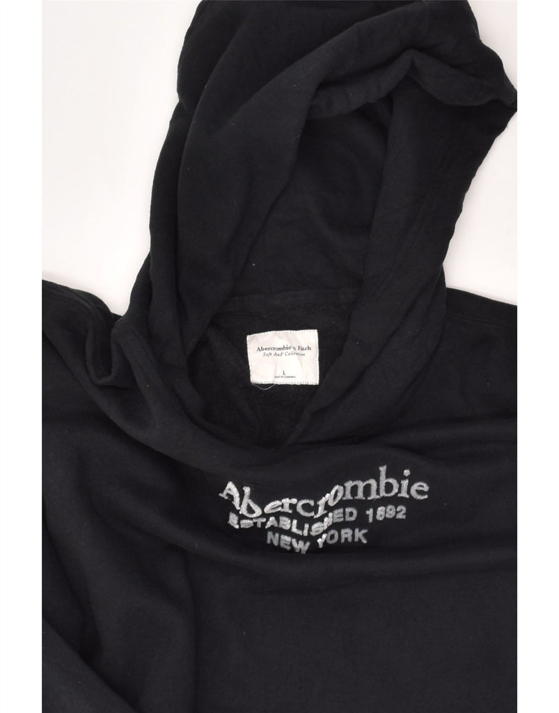 ABERCROMBIE & FITCH Womens Graphic Hoodie Jumper UK 16 Large Black Cotton | Vintage Abercrombie & Fitch | Thrift | Second-Hand Abercrombie & Fitch | Used Clothing | Messina Hembry 