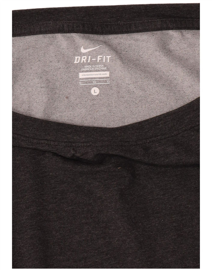 Nike Womens Dri Fit Top Long Sleeve UK 16 Large Grey Flecked Polyester