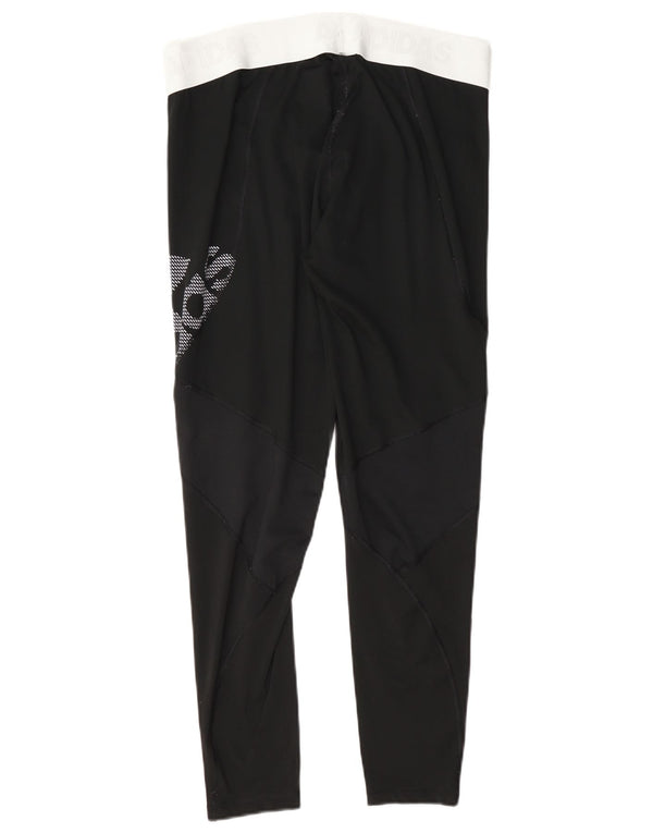 Adidas Womens Climacool Graphic Leggings UK 16/18 Large Black Polyester