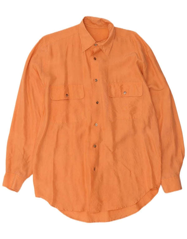 Vintage Mens Shirt Small Orange Silk