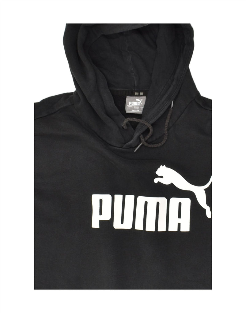 PUMA Mens Graphic Hoodie Jumper Large Black Cotton | Vintage Puma | Thrift | Second-Hand Puma | Used Clothing | Messina Hembry 