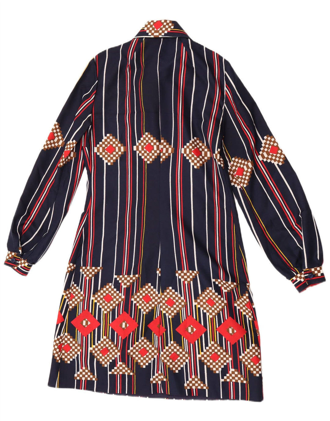 Vintage Womens Pullover Shirt Dress UK 12 Medium Navy Blue Striped