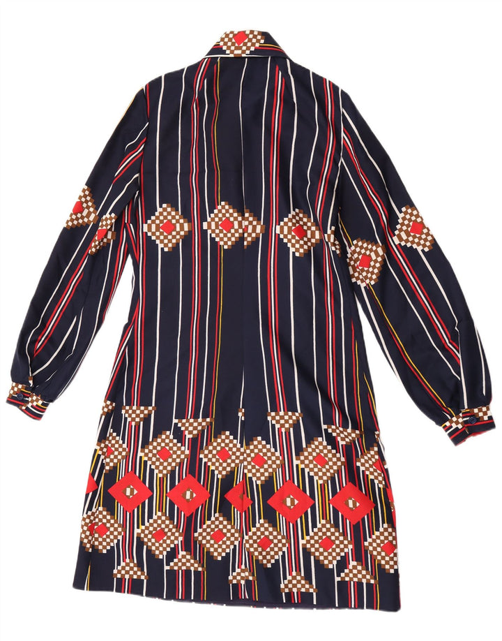 Vintage Womens Pullover Shirt Dress UK 12 Medium Navy Blue Striped