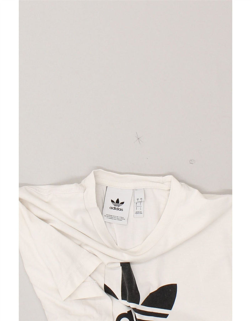 ADIDAS Mens Graphic T-Shirt Top Small White Cotton Vintage Adidas and Second-Hand Adidas from Messina Hembry 