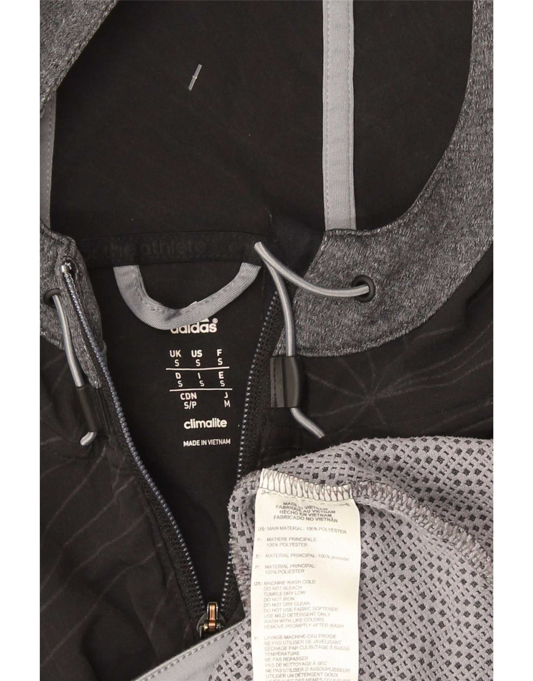 Adidas Mens Graphic Hooded Tracksuit Top Jacket Small Grey Colourblock