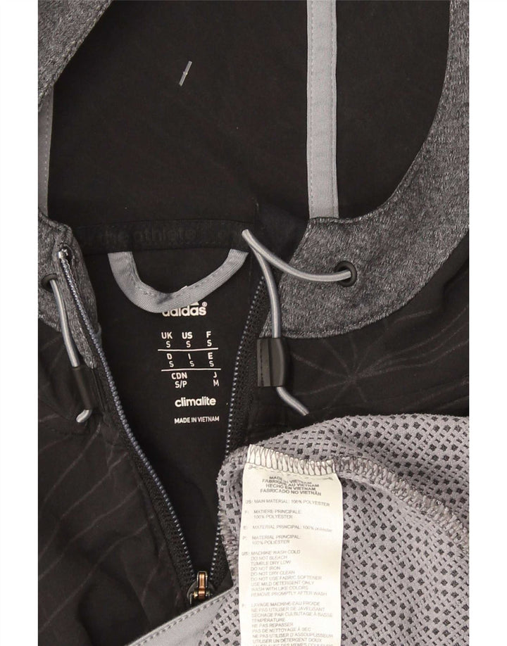 Adidas Mens Graphic Hooded Tracksuit Top Jacket Small Grey Colourblock