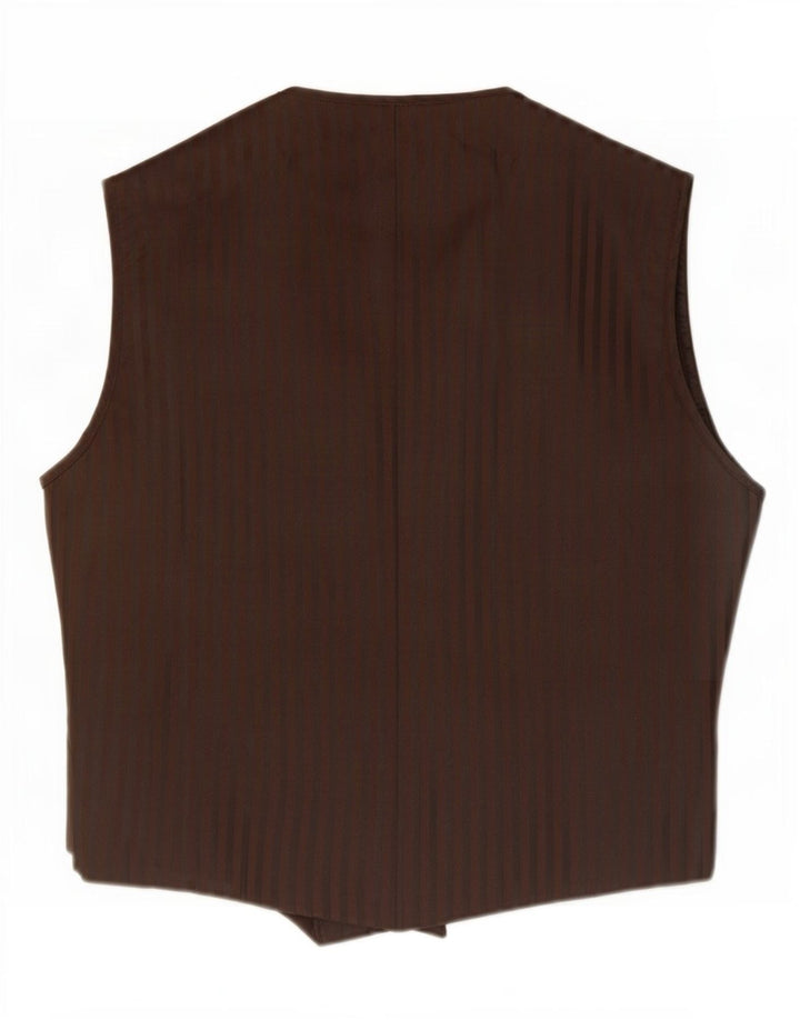 Vintage Mens Waistcoat XL Brown Striped Polyester