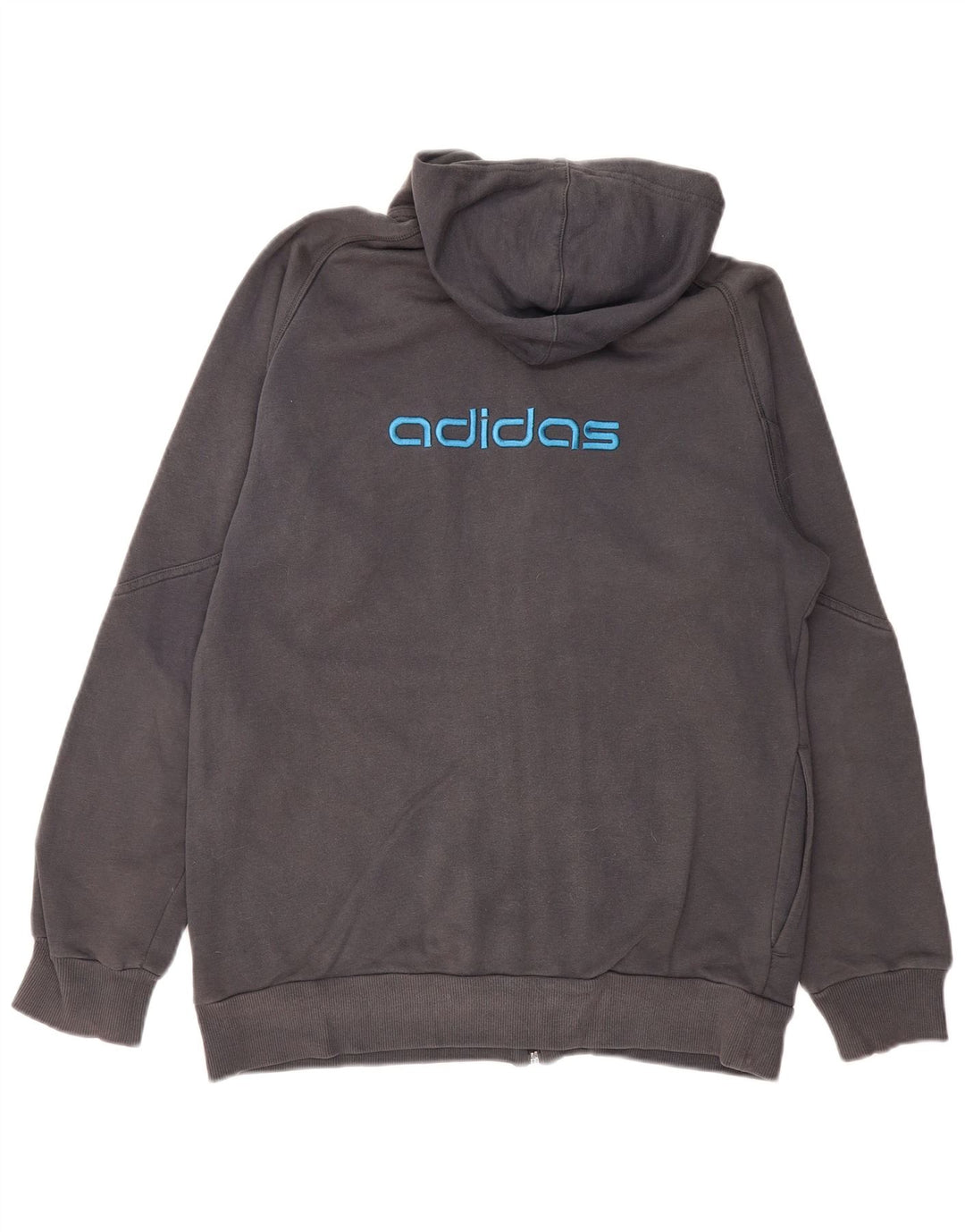 ADIDAS Mens Graphic Zip Hoodie Sweater Medium Grey Cotton