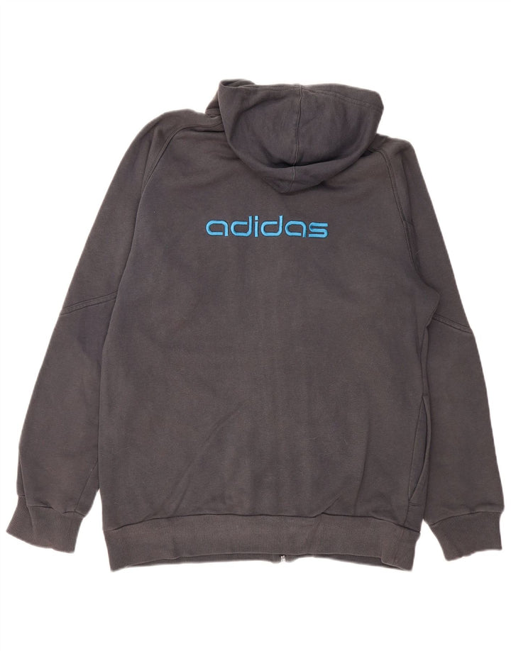 ADIDAS Mens Graphic Zip Hoodie Sweater Medium Grey Cotton