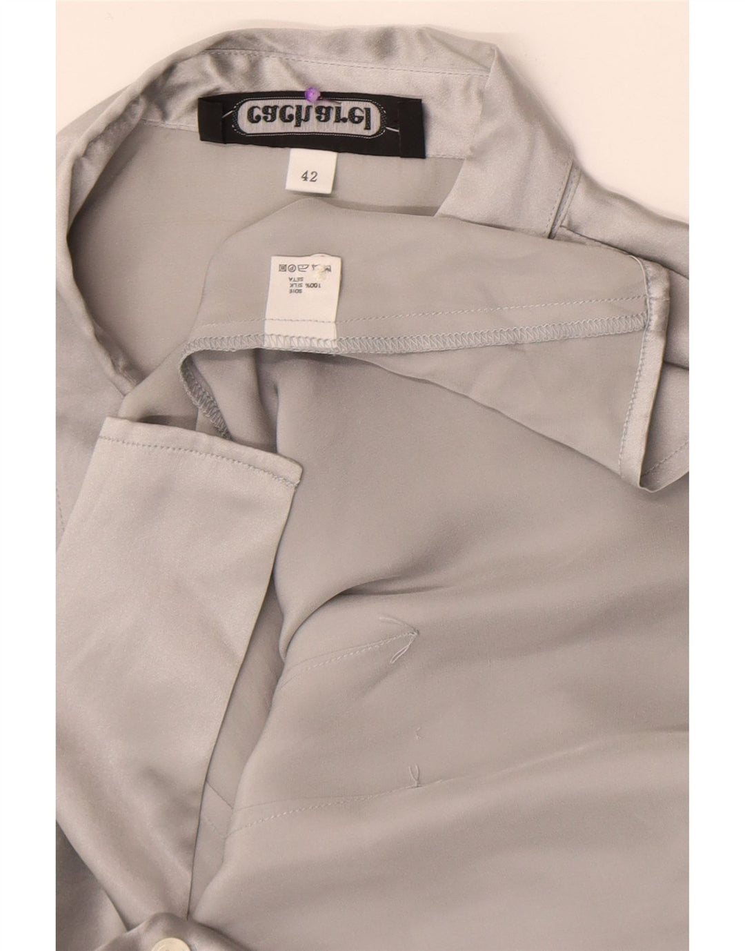 Cacharel Womens Shirt Blouse IT 42 Medium Grey Silk