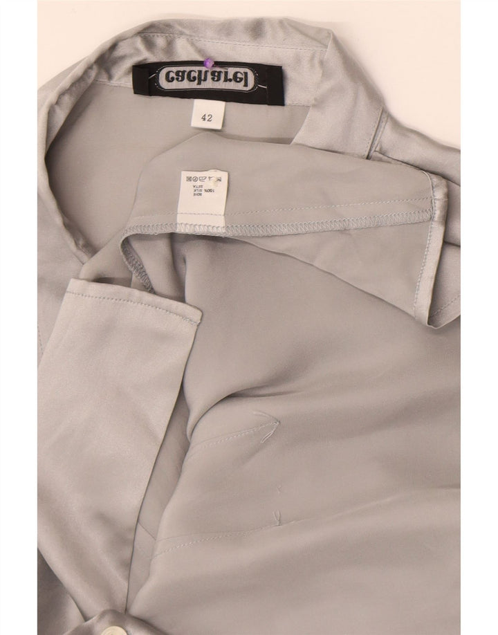 Cacharel Womens Shirt Blouse IT 42 Medium Grey Silk