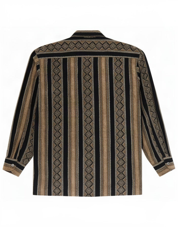 Vintage Mens Shirt Large Brown Striped